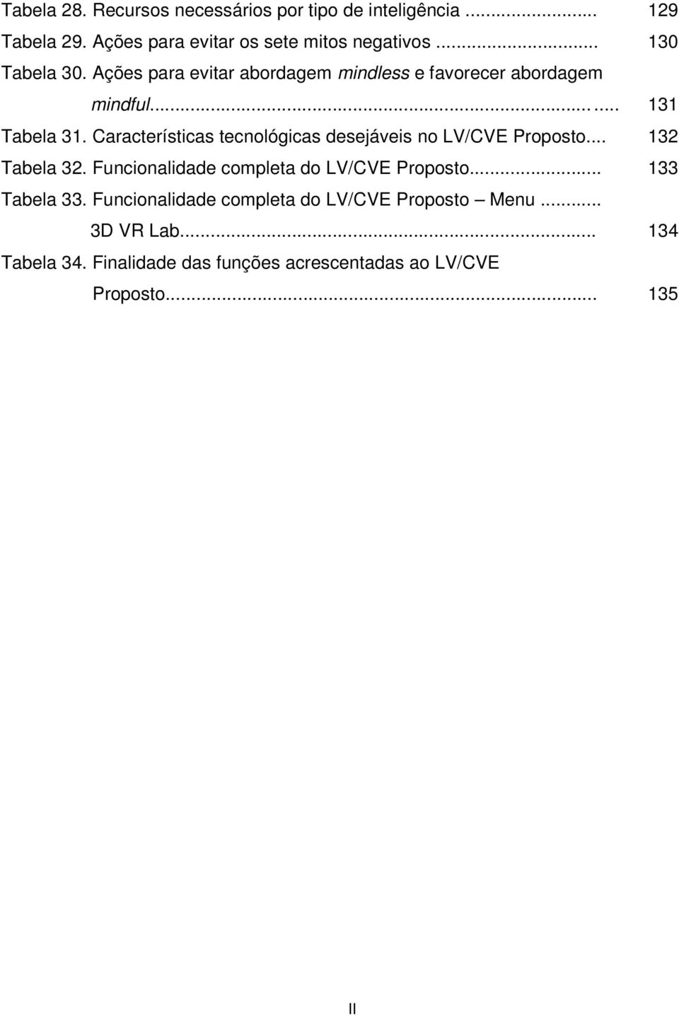 Características tecnológicas desejáveis no LV/CVE Proposto... 132 Tabela 32. Funcionalidade completa do LV/CVE Proposto.