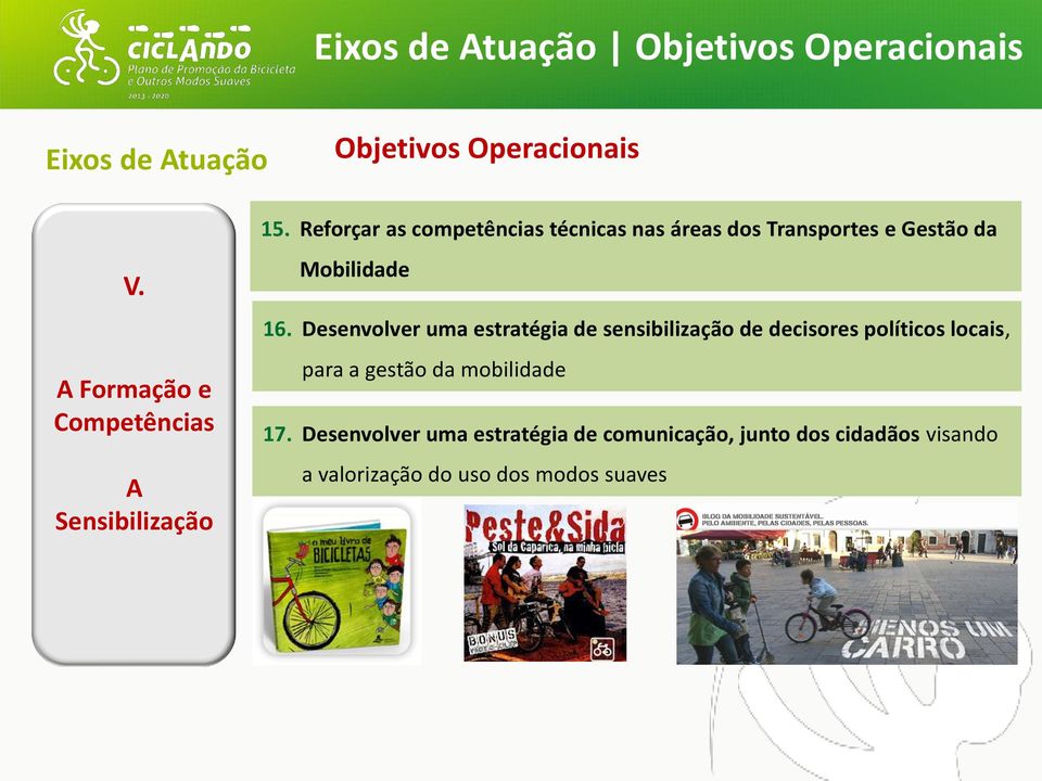 Reforçar as competências técnicas nas áreas dos Transportes e Gestão da Mobilidade 16.