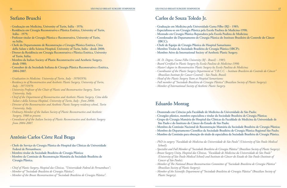 - Chefe do Departamento de Reconstrução e Cirurgia Plástica Estética, Citta della Salute e della Scienza Hospital, University of Turin, Itália - desde 2008; - Diretor da Residência em Cirurgia