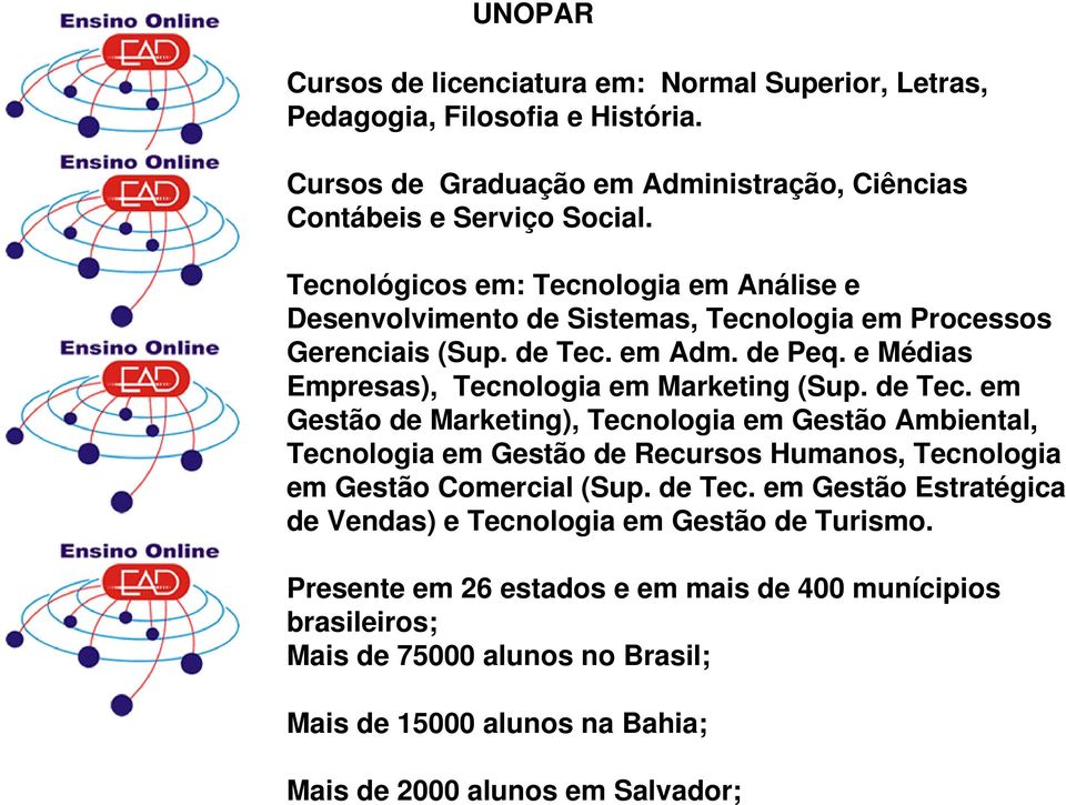 e Médias Empresas), Tecnologia em Marketing (Sup. de Tec.