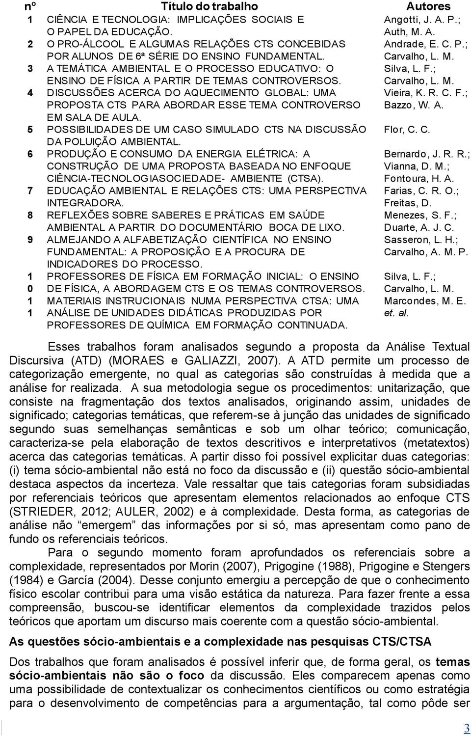 R. C. F.; Bazzo, W. A. EM SALA DE AULA. 5 POSSIBILIDADES DE UM CASO SIMULADO CTS NA DISCUSSÃO DA POLUIÇÃO AMBIENTAL. Flor, C. C. 6 PRODUÇÃO E CONSUMO DA ENERGIA ELÉTRICA: A CONSTRUÇÃO DE UMA PROPOSTA BASEADA NO ENFOQUE CIÊNCIA-TECNOLOGIASOCIEDADE- AMBIENTE (CTSA).