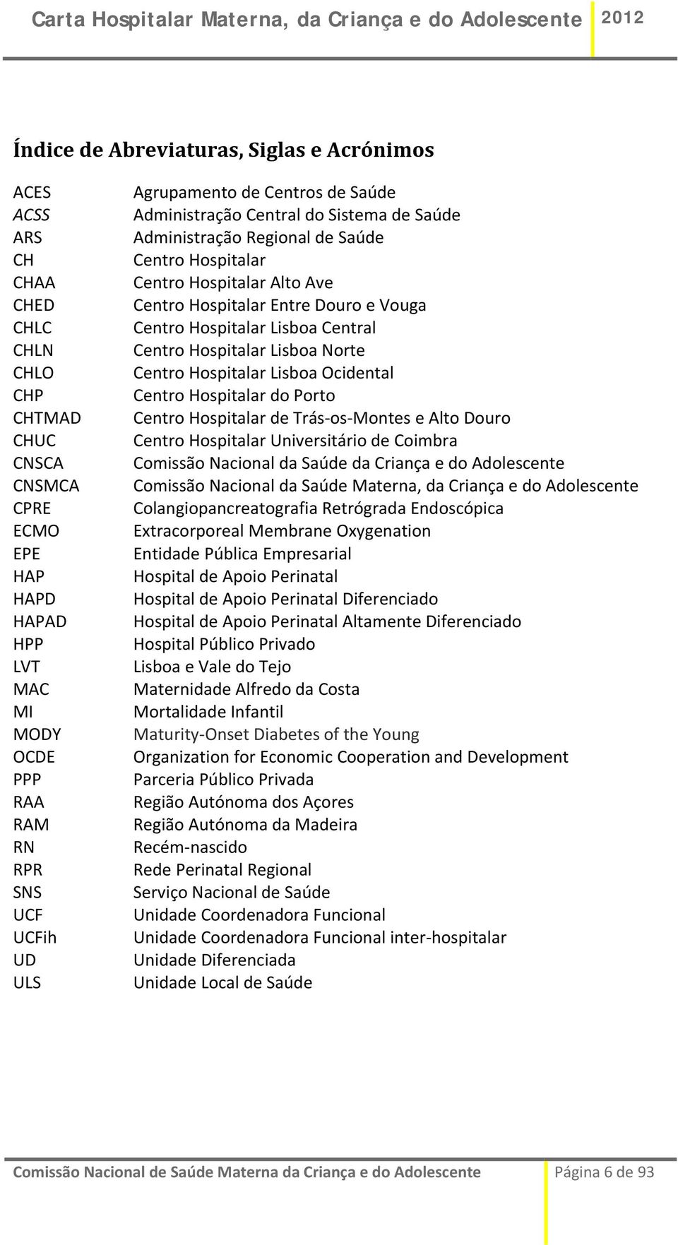 Vouga Centro Hospitalar Lisboa Central Centro Hospitalar Lisboa Norte Centro Hospitalar Lisboa Ocidental Centro Hospitalar do Porto Centro Hospitalar de Trás os Montes e Alto Douro Centro Hospitalar