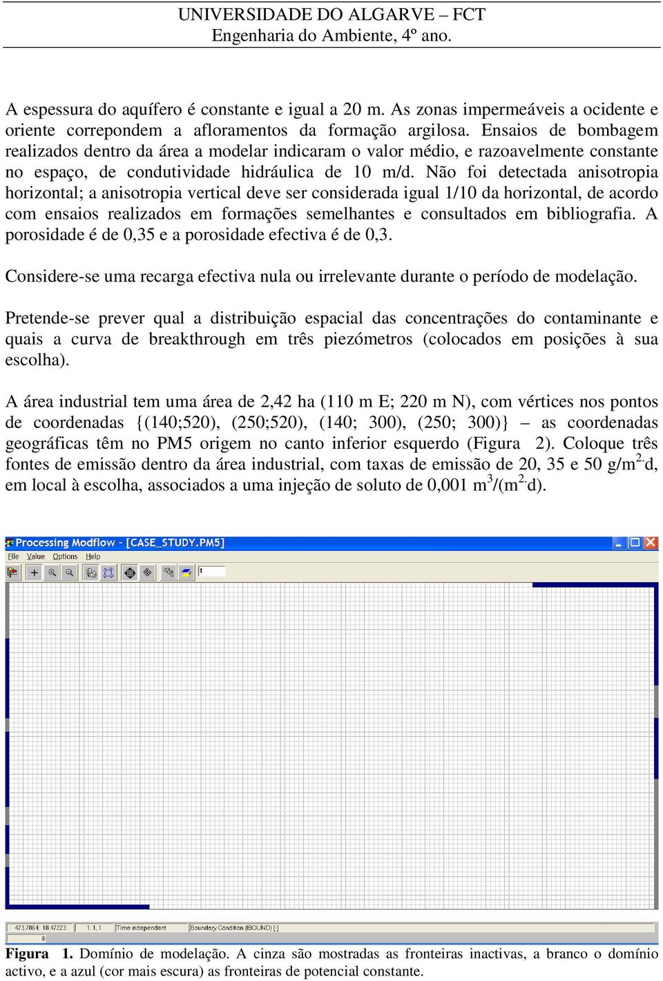 Não foi detectada anisotropia horizontal; a anisotropia vertical deve ser considerada igual 1/10 da horizontal, de acordo com ensaios realizados em formações semelhantes e consultados em bibliografia.