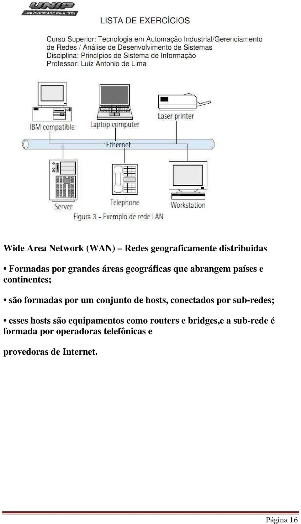 de hosts, conectados por sub-redes; esses hosts são equipamentos como routers e