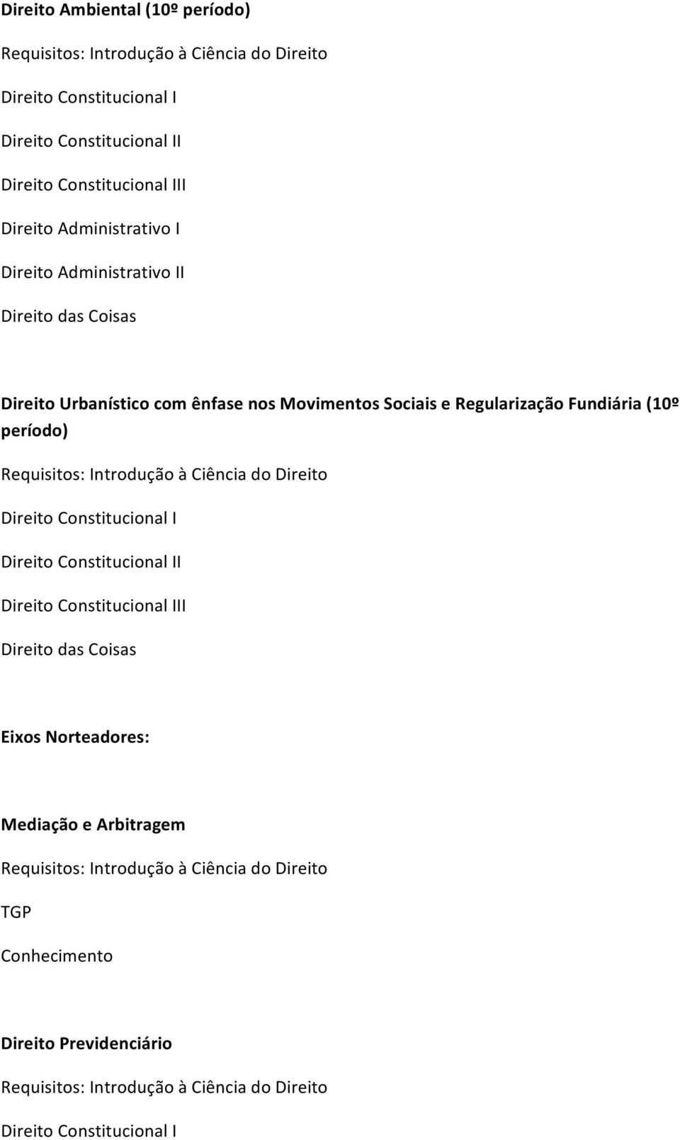 Requisitos:IntroduçãoàCiênciadoDireito DireitoConstitucionalI DireitoConstitucionalII DireitoConstitucionalIII DireitodasCoisas EixosNorteadores: