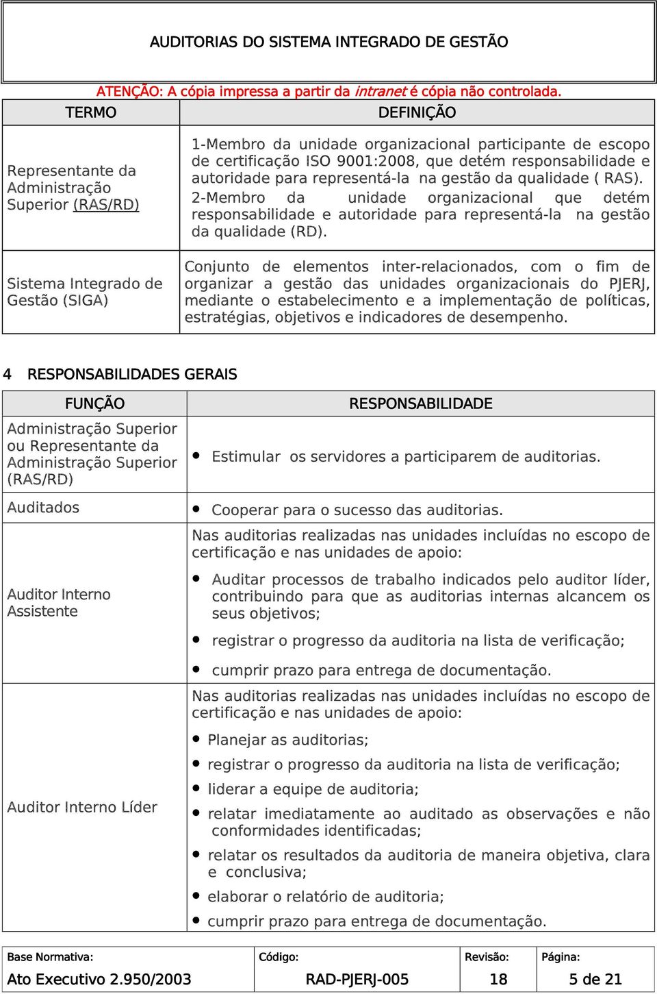 2-Membro da unidade organizacional que detém responsabilidade e autoridade para representá-la na gestão da qualidade (RD).