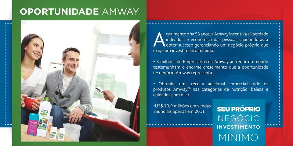 3 milhões de Empresários da Amway ao redor do mundo testemunham o enorme crescimento que a oportunidade de negócio Amway representa.