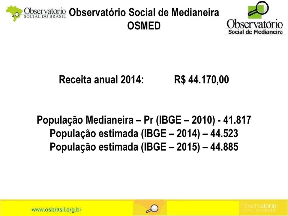 170,00 População Medianeira Pr (IBGE 2010) - 41.