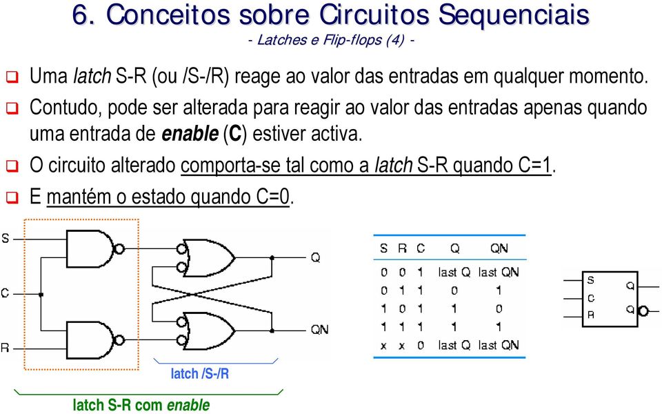 Contudo, pode ser alterada para reagir ao valor das entradas apenas quando uma entrada