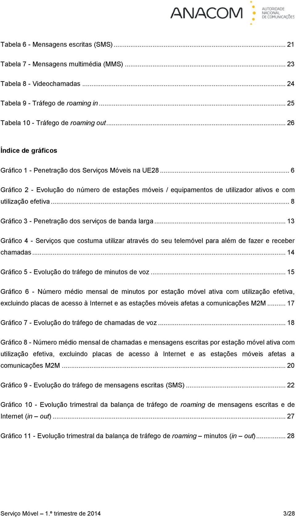 .. 8 Gráfico 3 - Penetração dos serviços de banda larga... 13 Gráfico 4 - Serviços que costuma utilizar através do seu telemóvel para além de fazer e receber chamadas.