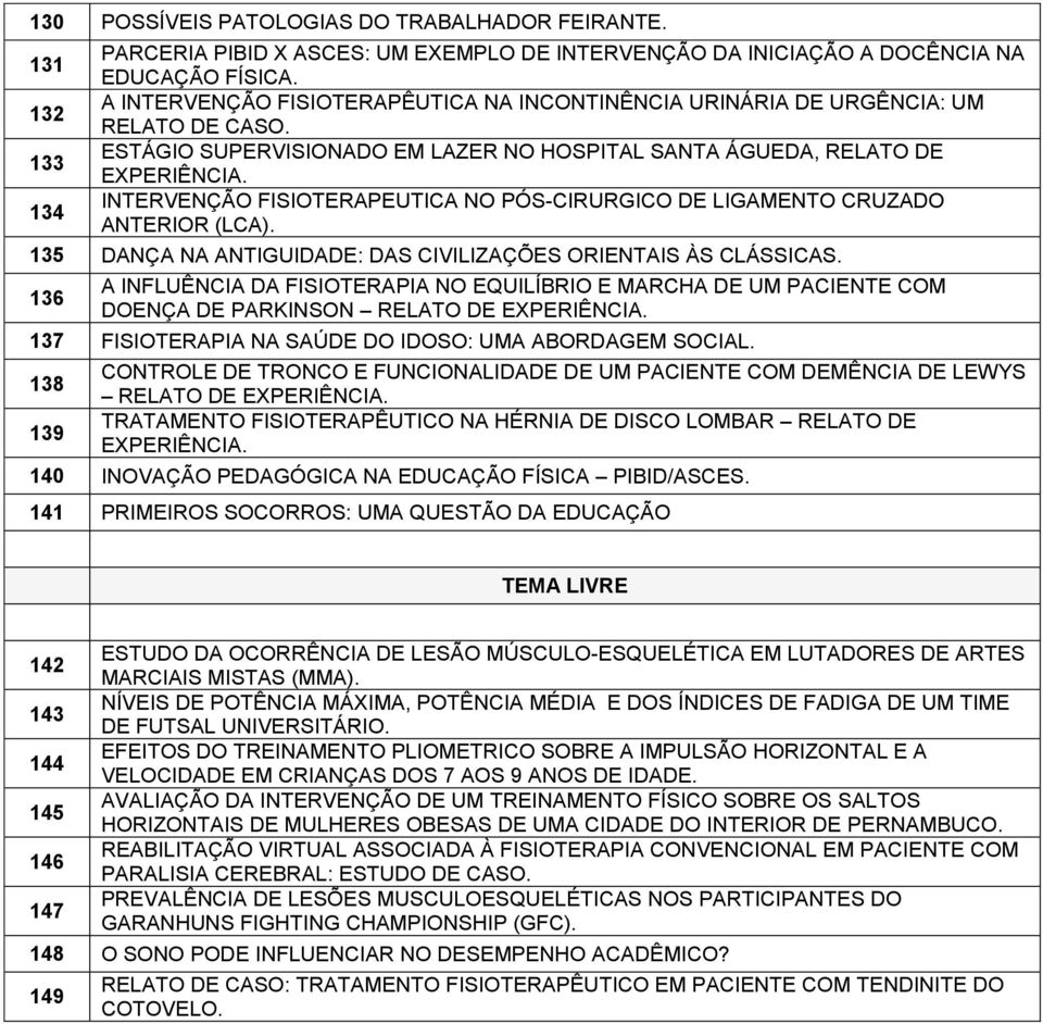 ESTÁGIO SUPERVISIONADO EM LAZER NO HOSPITAL SANTA ÁGUEDA, RELATO DE INTERVENÇÃO FISIOTERAPEUTICA NO PÓS-CIRURGICO DE LIGAMENTO CRUZADO ANTERIOR (LCA).