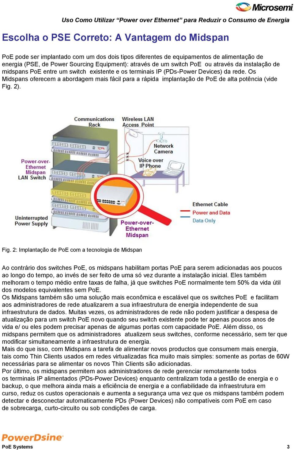 Os Midspans oferecem a abordagem mais fácil para a rápida implantação de PoE de alta potência (vide Fig.