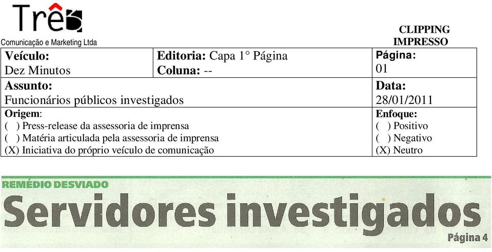 Press-release da assessoria de imprensa (X)