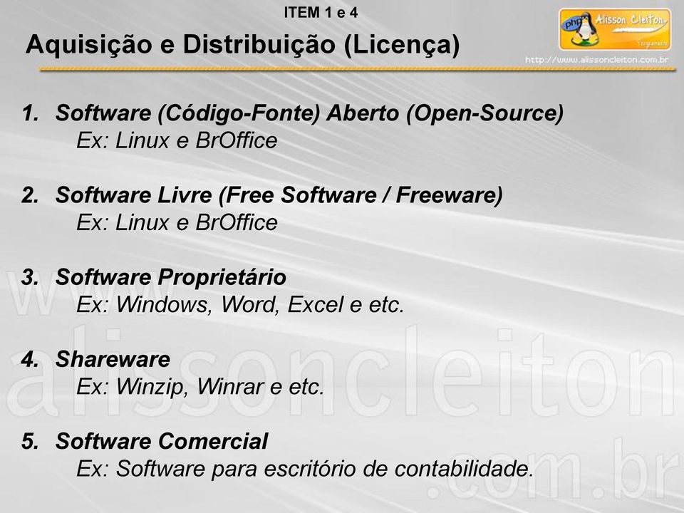 Software Livre (Free Software / Freeware) Ex: Linux e BrOffice 3.