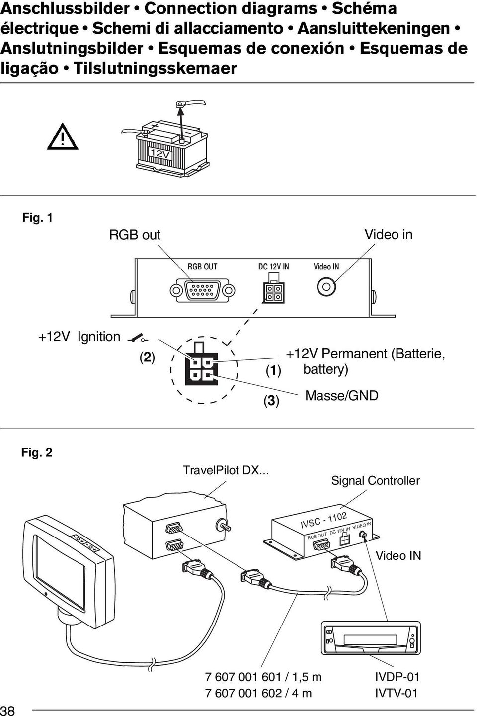 1 RGB out Video in RGB OUT DC 12V IN Video IN +12V Ignition (2) (1) (3) +12V Permanent (Batterie, battery)