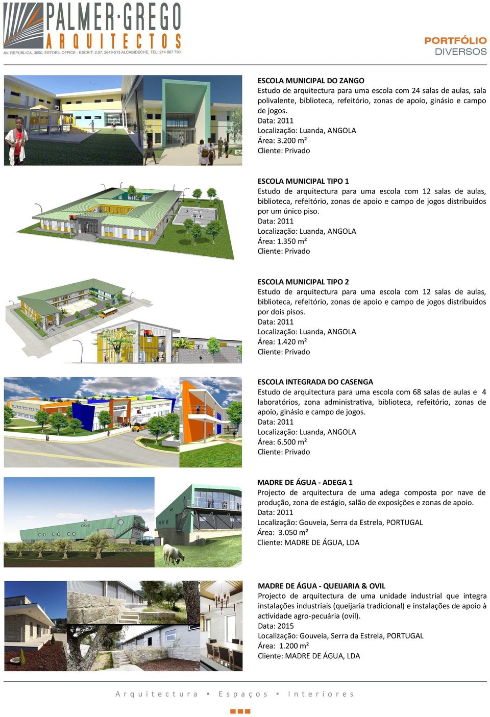 350 m² ESCOLA MUNICIPAL TIPO 2 Estudo de arquitectura para uma escola com 12 salas de aulas, biblioteca, refeitório, zonas de apoio e campo de jogos distribuídos por dois pisos. Área: 1.