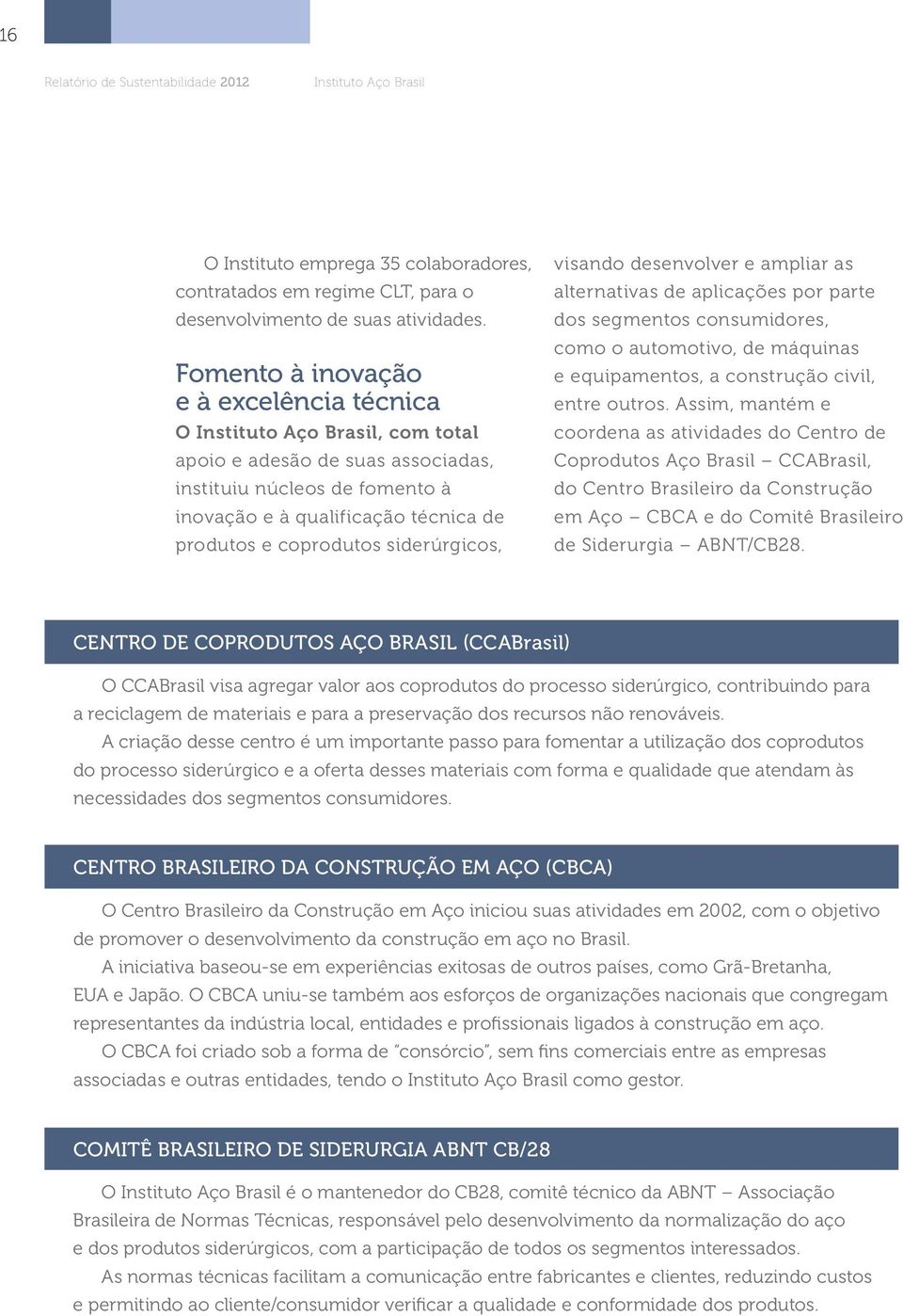 coprodutos siderúrgicos, visando desenvolver e ampliar as alternativas de aplicações por parte dos segmentos consumidores, como o automotivo, de máquinas e equipamentos, a construção civil, entre