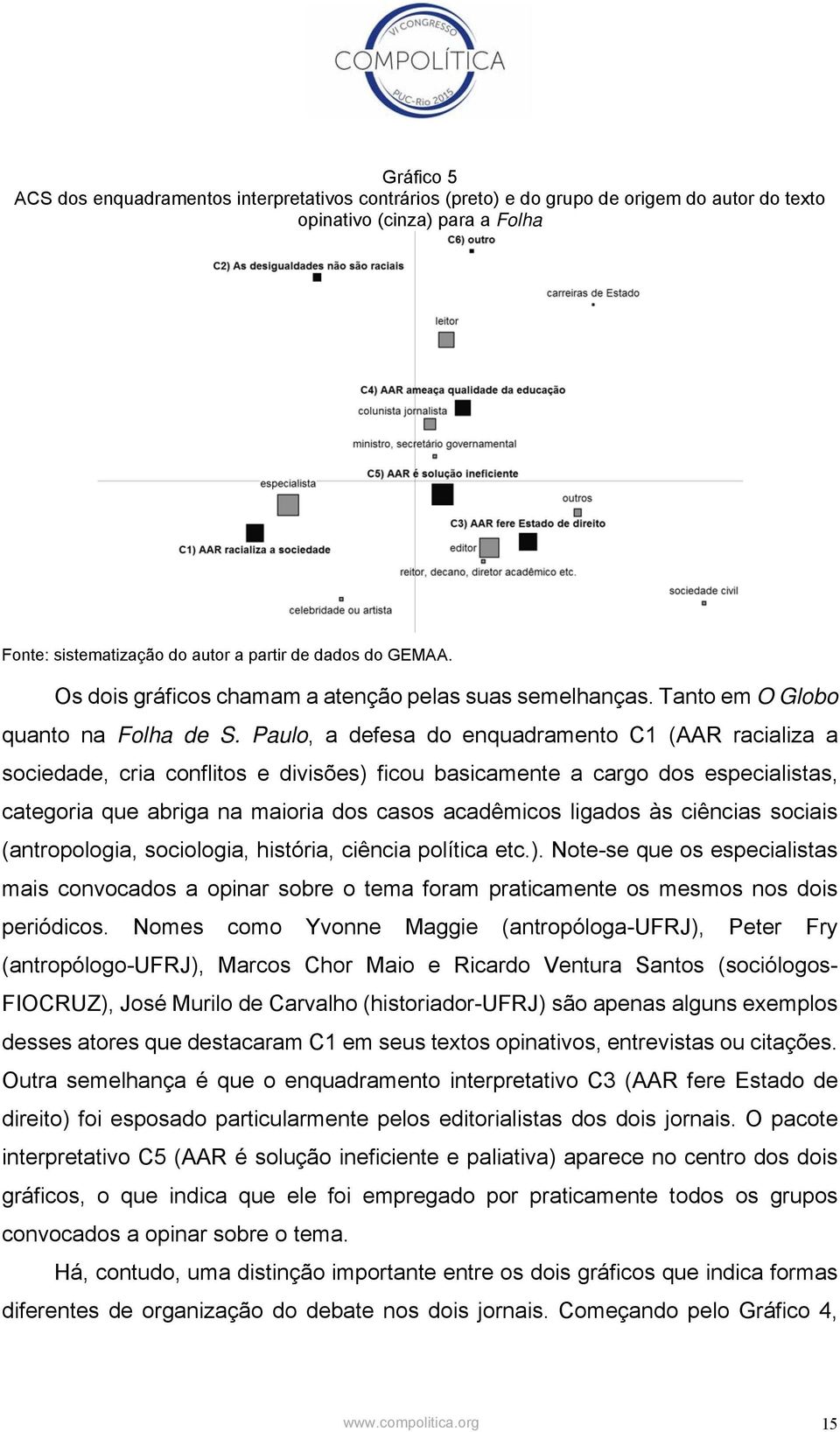 Paulo, a defesa do enquadramento C1 (AAR racializa a sociedade, cria conflitos e divisões) ficou basicamente a cargo dos especialistas, categoria que abriga na maioria dos casos acadêmicos ligados às