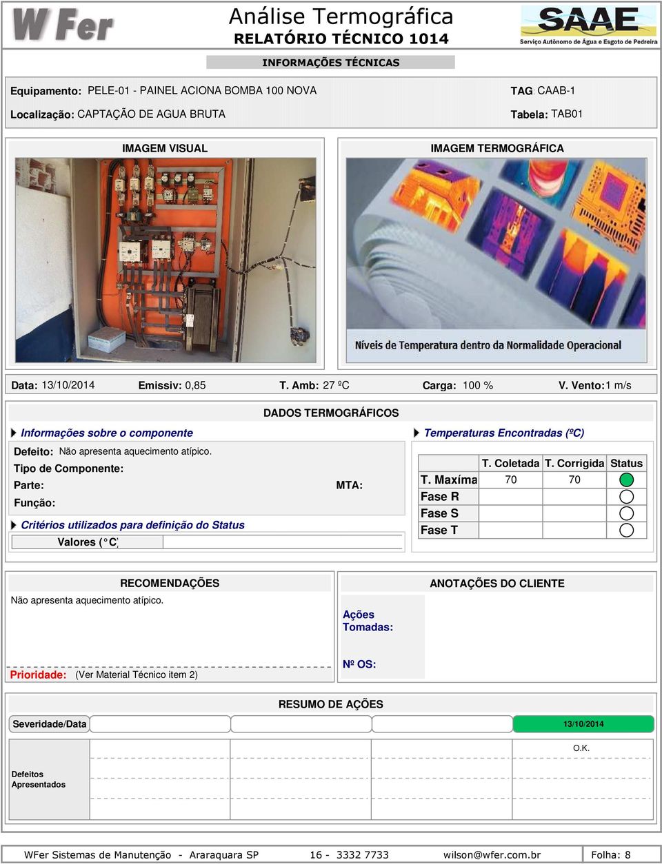 Tipo de Componente: Critérios utilizados para definição do MTA: 70 70 Não apresenta