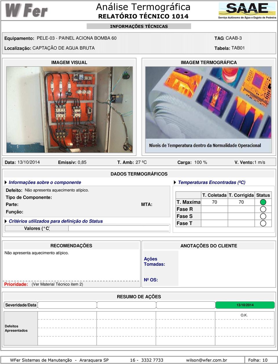 Tipo de Componente: Critérios utilizados para definição do MTA: 70 70 Não apresenta