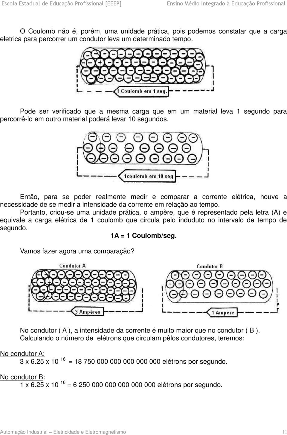 Então, para se poder realmente medir e comparar a corrente elétrica, houve a necessidade de se medir a intensidade da corrente em relação ao tempo.