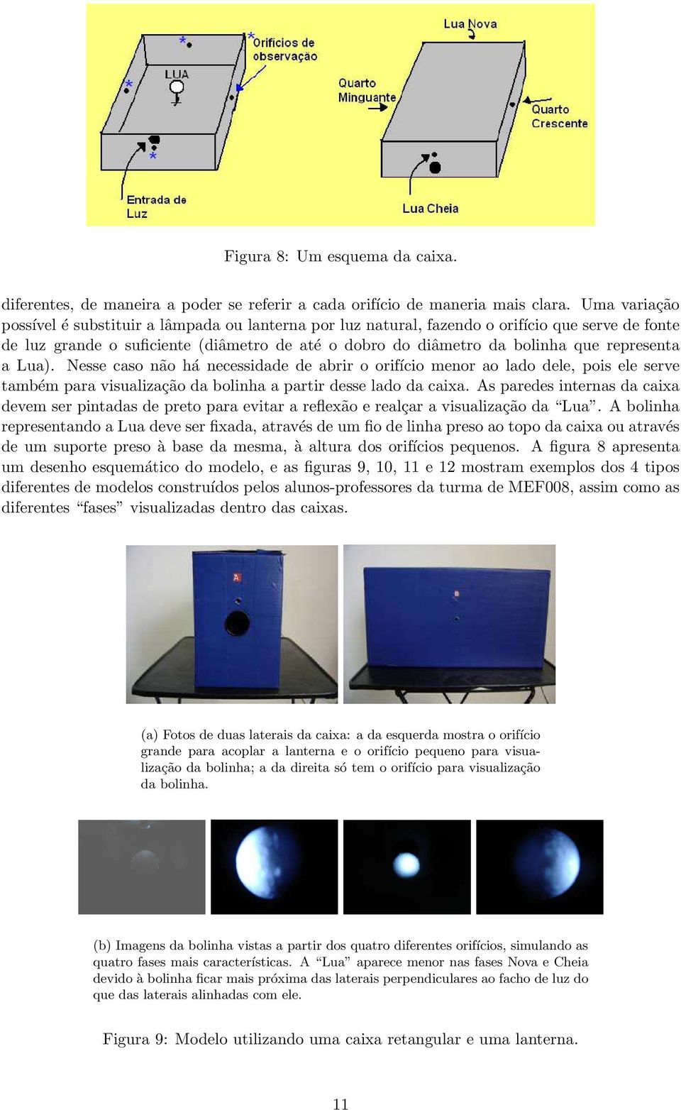 representa a Lua). Nesse caso não há necessidade de abrir o orifício menor ao lado dele, pois ele serve também para visualização da bolinha a partir desse lado da caixa.