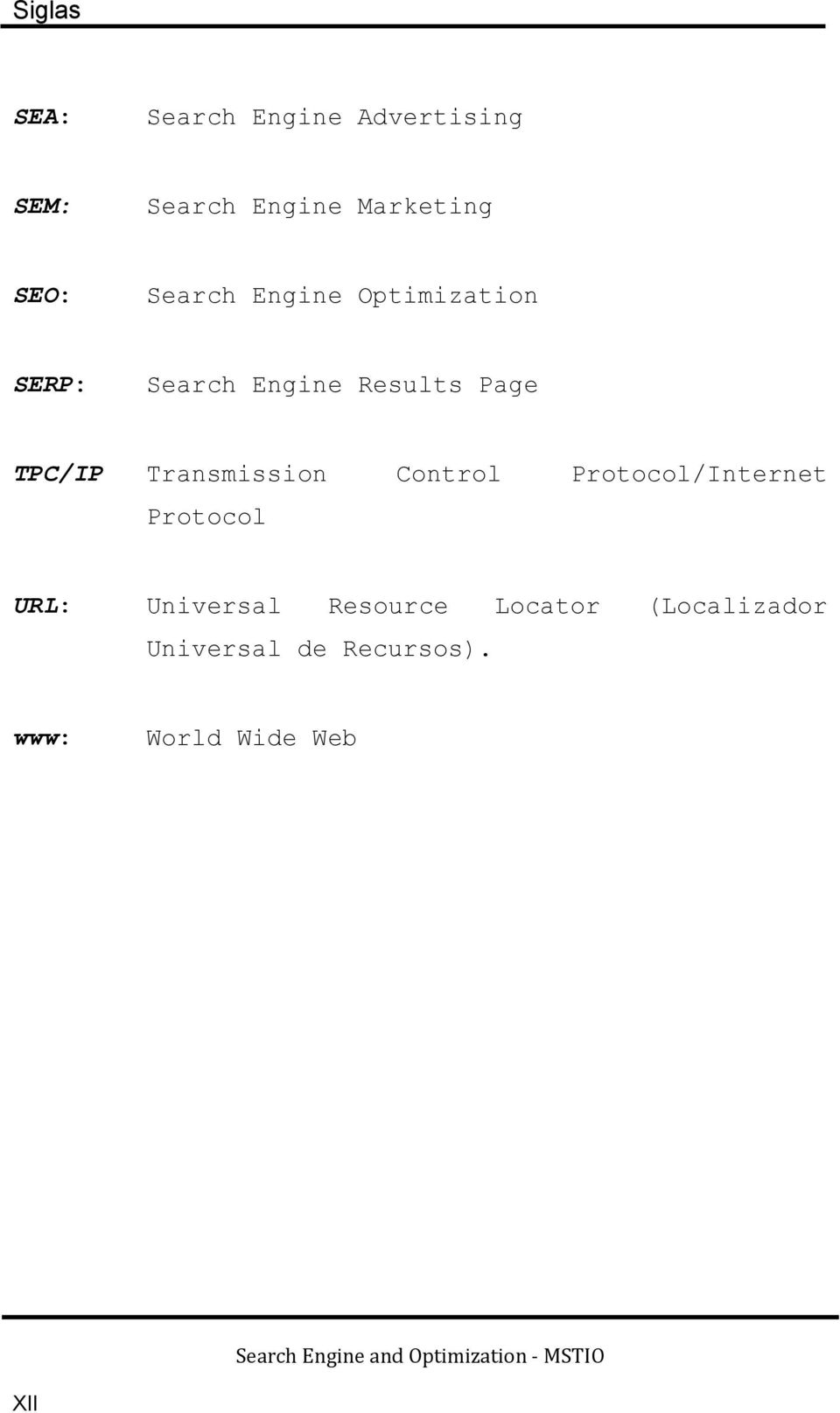 TPC/IP Transmission Control Protocol/Internet Protocol URL: Universal