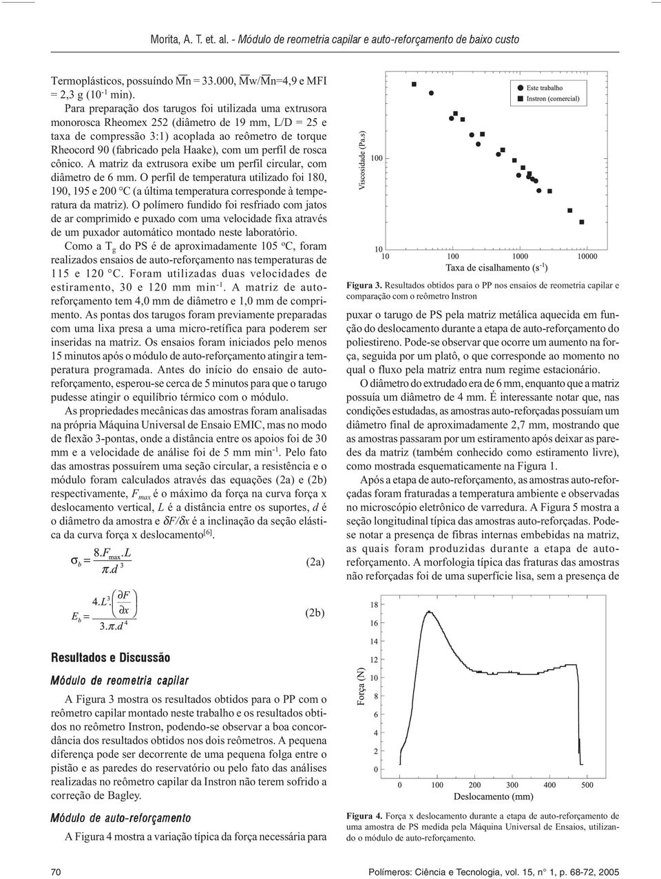 com um perfil de rosca cônico. A matriz da extrusora exibe um perfil circular, com diâmetro de 6 mm.