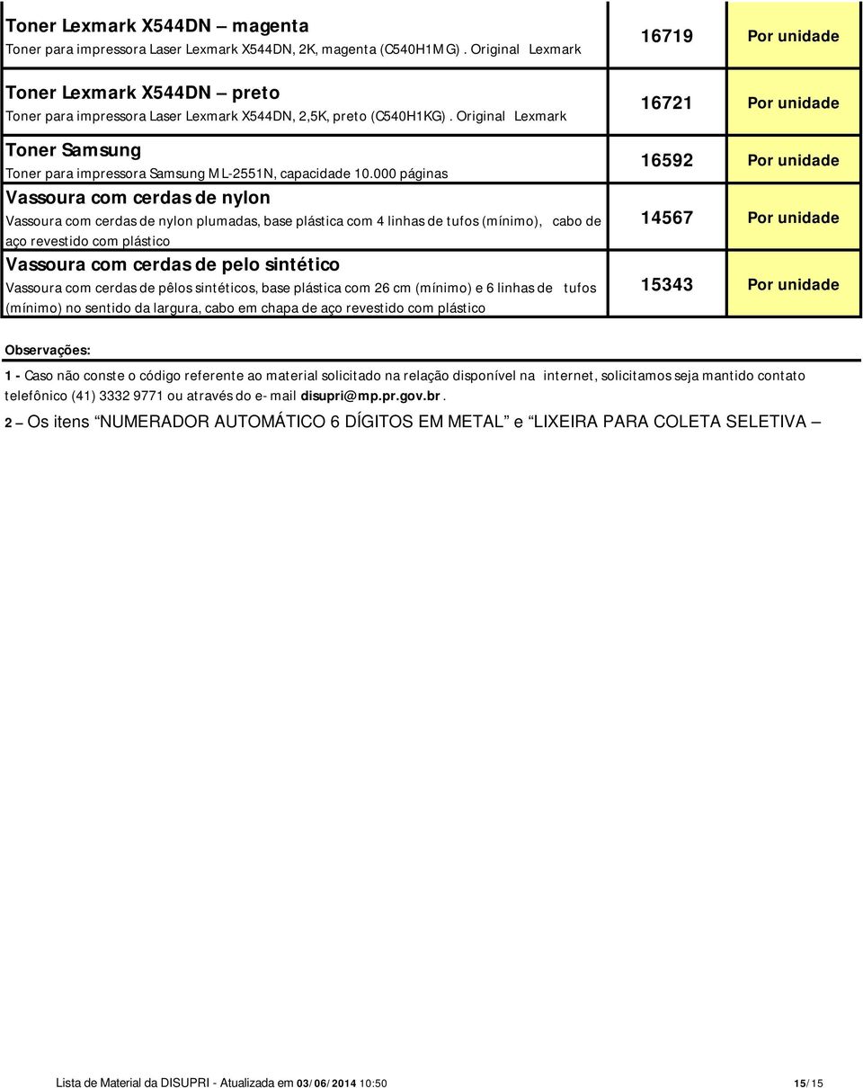 000 páginas Vassoura com cerdas de nylon Vassoura com cerdas de nylon plumadas, base plástica com 4 linhas de tufos (mínimo), cabo de aço revestido com plástico Vassoura com cerdas de pelo sintético