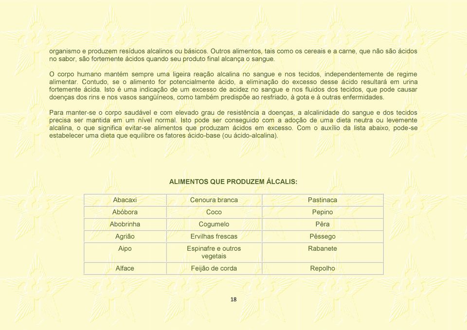 Contudo, se o alimento for potencialmente ácido, a eliminação do excesso desse ácido resultará em urina fortemente ácida.