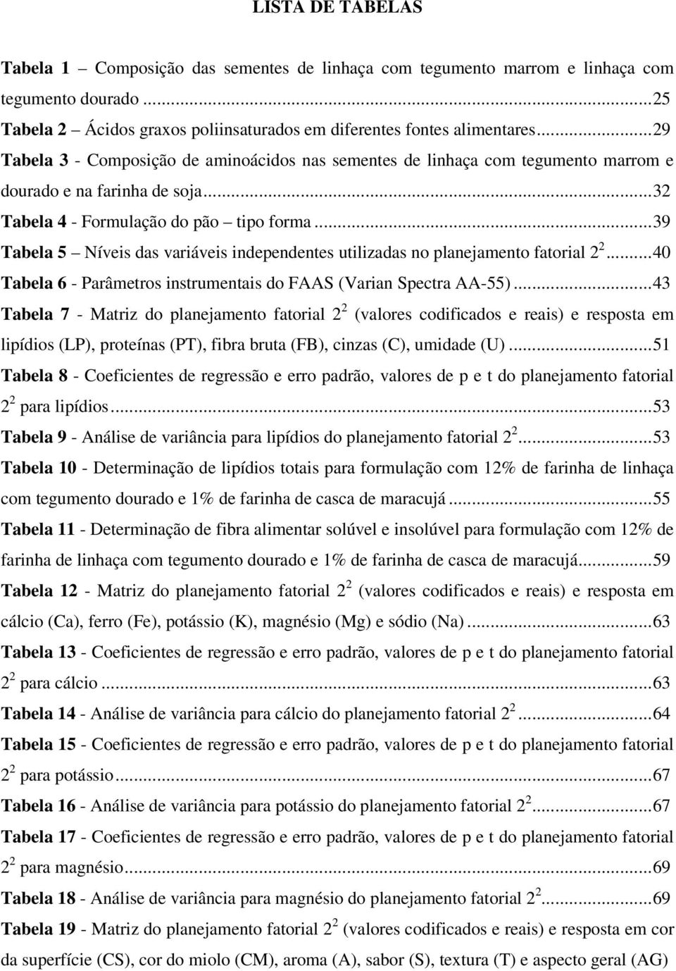 ..39 Tabela 5 Níveis das variáveis independentes utilizadas no planejamento fatorial 2 2...40 Tabela 6 - Parâmetros instrumentais do FAAS (Varian Spectra AA-55).
