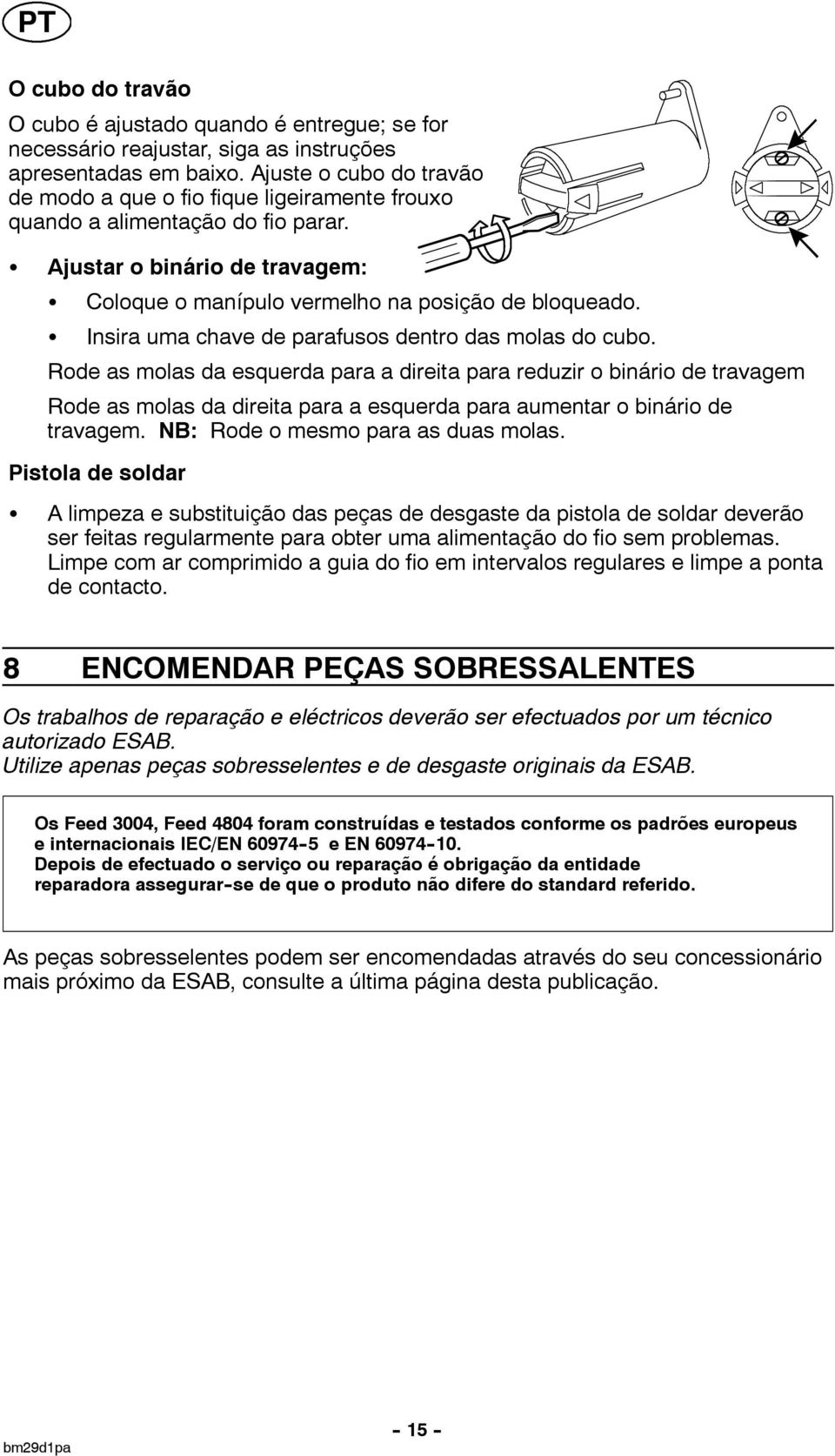 S Insira uma chave de parafusos dentro das molas do cubo.