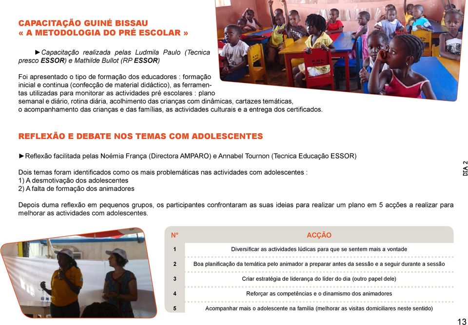 crianças com dinâmicas, cartazes temáticas, o acompanhamento das crianças e das famílias, as actividades culturais e a entrega dos certificados.