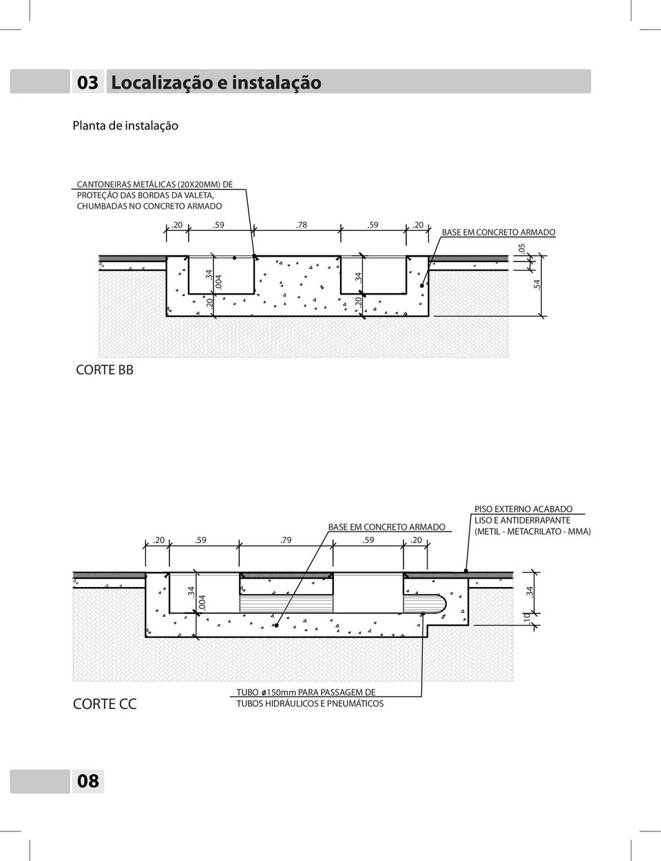 05 CORTE BB.20 BASE EM CONCRETO ARMADO.59.