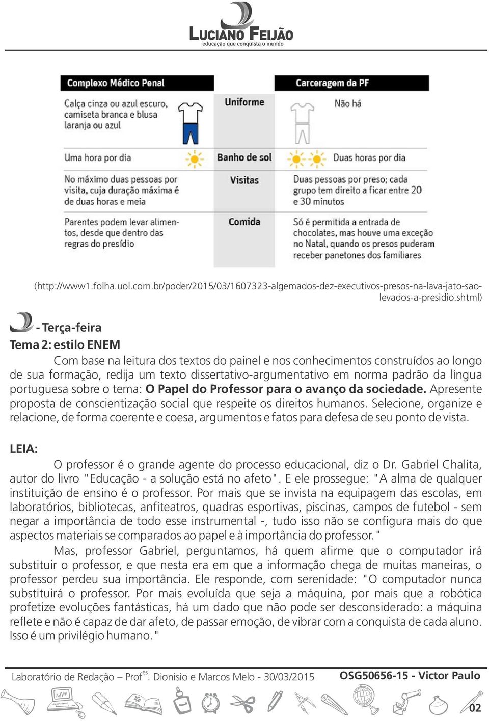 língua portugua sobre o tema: O Papel do Profsor para o avanço da sociedade. Aprente proposta de conscientização social que rpeite os direitos humanos.