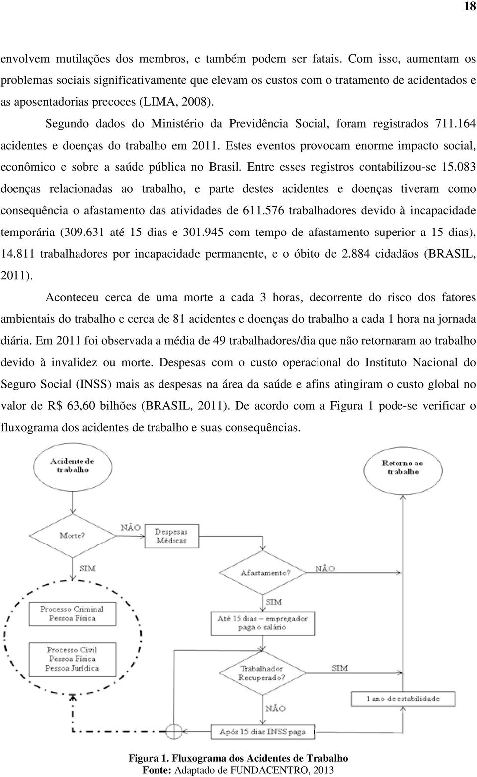 Segundo dados do Ministério da Previdência Social, foram registrados 711.164 acidentes e doenças do trabalho em 2011.