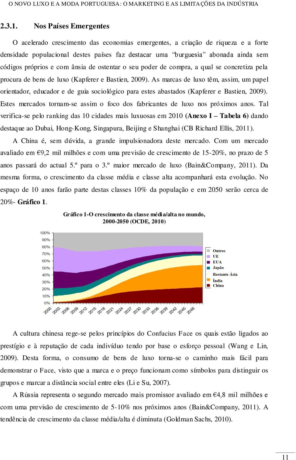 próprios e com ânsia de ostentar o seu poder de compra, a qual se concretiza pela procura de bens de luxo (Kapferer e Bastien, 2009).