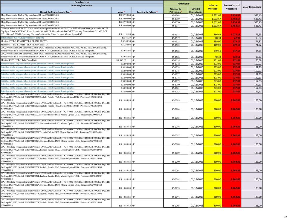 532,67-3.453,57 536,43 Gabinete Wisecase RJA 6625, processador intel pentium 4 631 3.