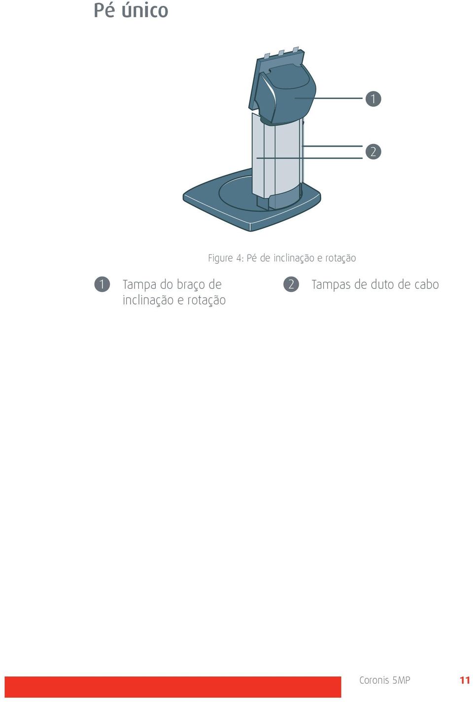 braço de 2 inclinação e rotação