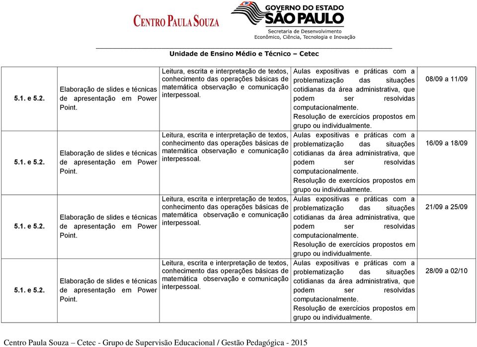 Elaboração de slides e técnicas de apresentação em Power Point. matemática observação e comunicação interpessoal.