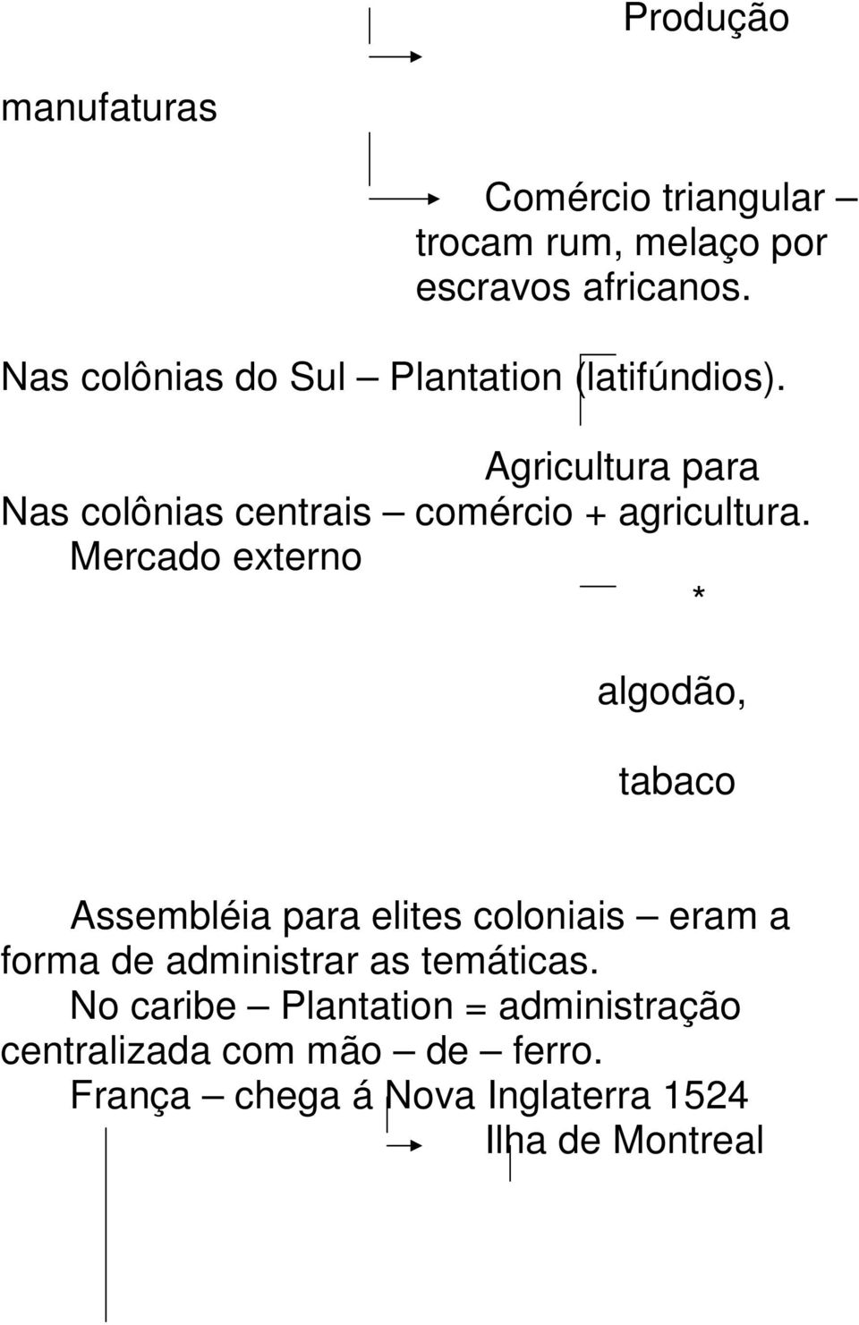 Agricultura para Nas colônias centrais comércio + agricultura.