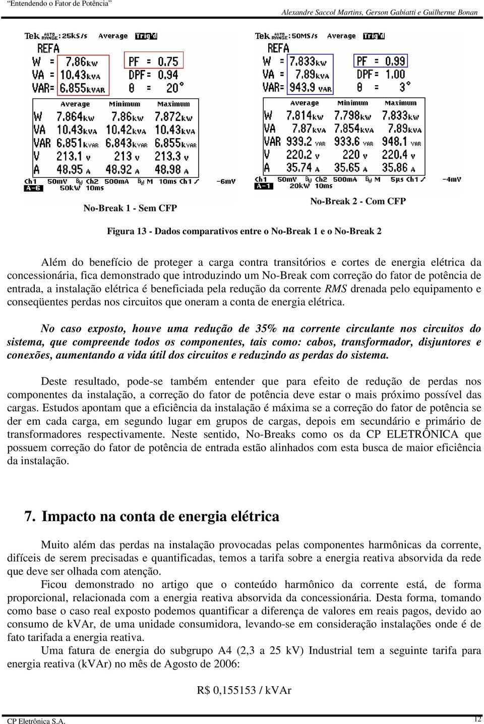 conseqüentes perdas nos circuitos que oneram a conta de energia elétrica.