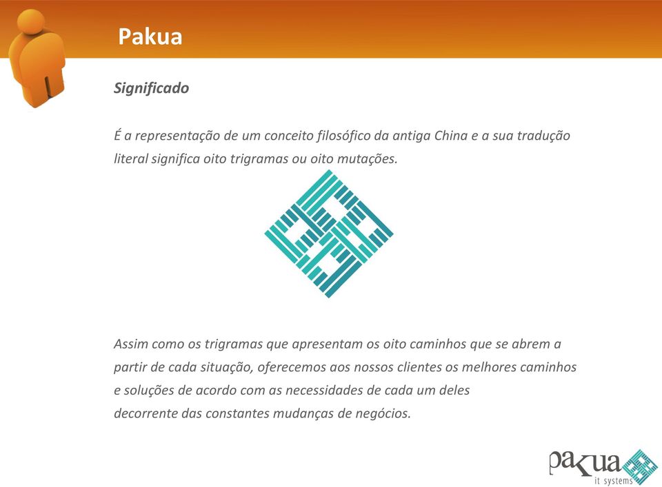 Assim como os trigramas que apresentam os oito caminhos que se abrem a partir de cada situação,