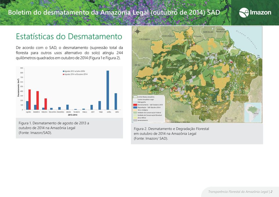 Figura 1. Desmatamento de agosto de 2013 a outubro de 2014 na Amazônia Legal Figura 2.