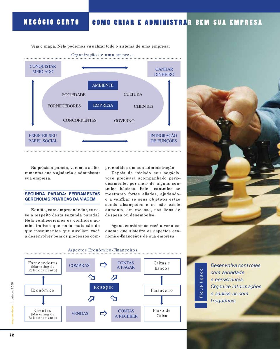 EXERCER SEU PAPEL SOCIAL INTEGRAÇÃO DE FUNÇÕES Na próxima parada, veremos as ferramentas que o ajudarão a administrar sua empresa.