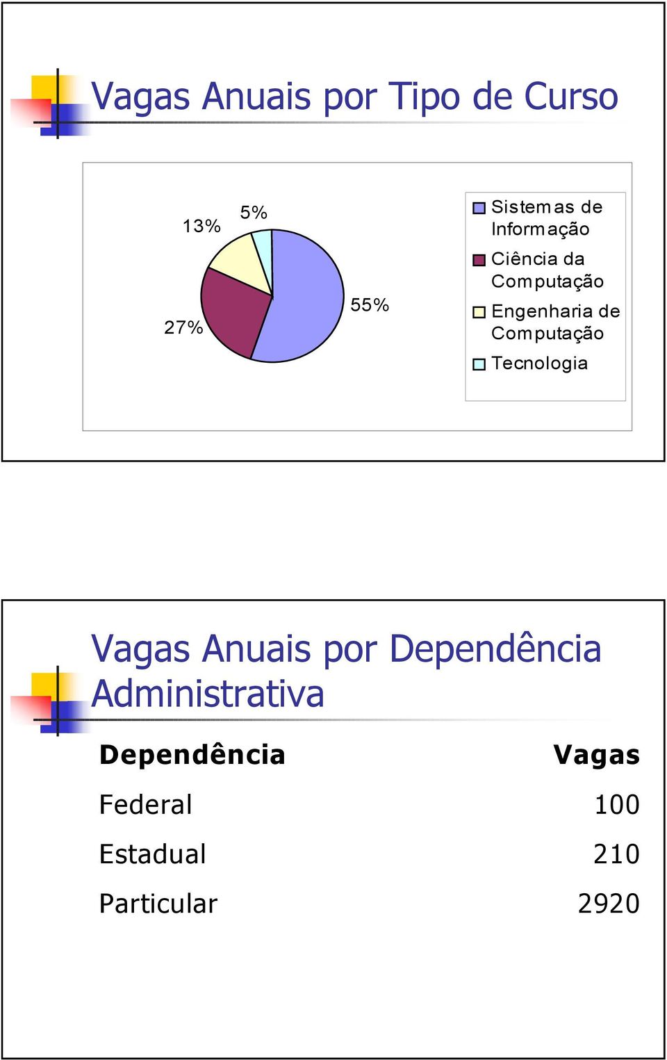 Computação Tecnologia Vagas Anuais por Dependência