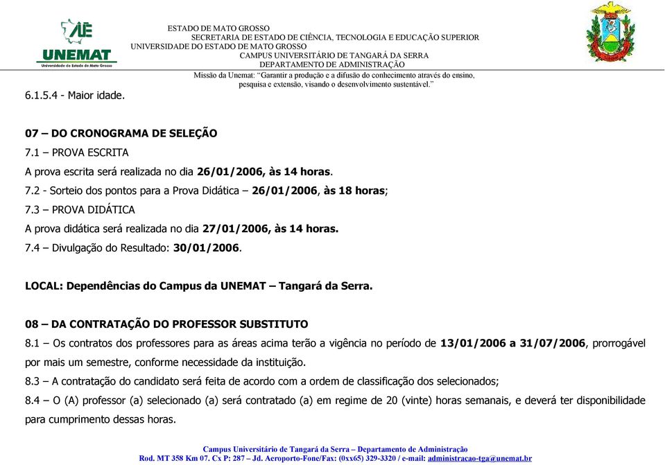 08 DA CONTRATAÇÃO DO PROFESSOR SUBSTITUTO 8.