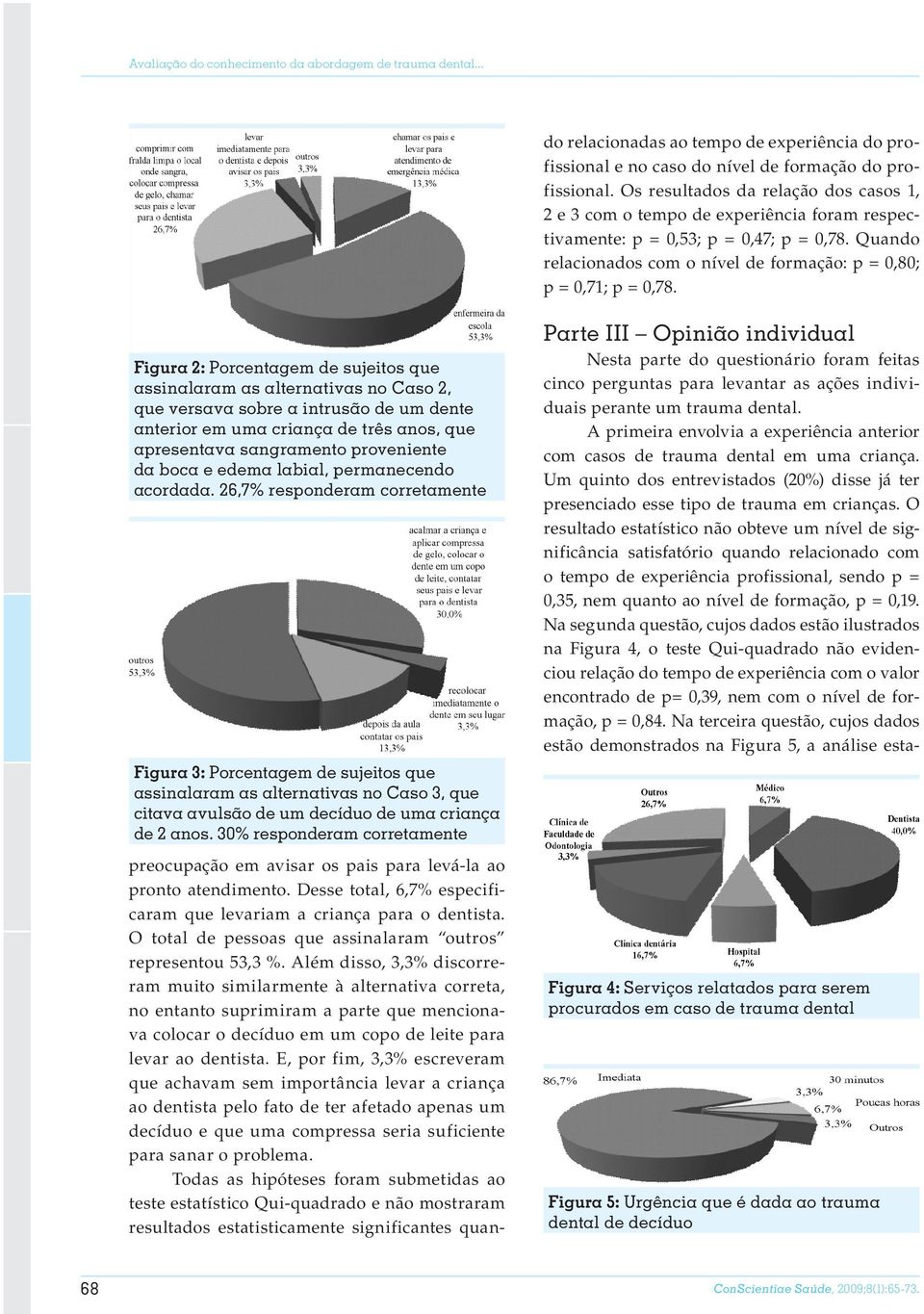 Além disso, 3,3% discorreram muito similarmente à alternativa correta, no entanto suprimiram a parte que mencionava colocar o decíduo em um copo de leite para levar ao dentista.