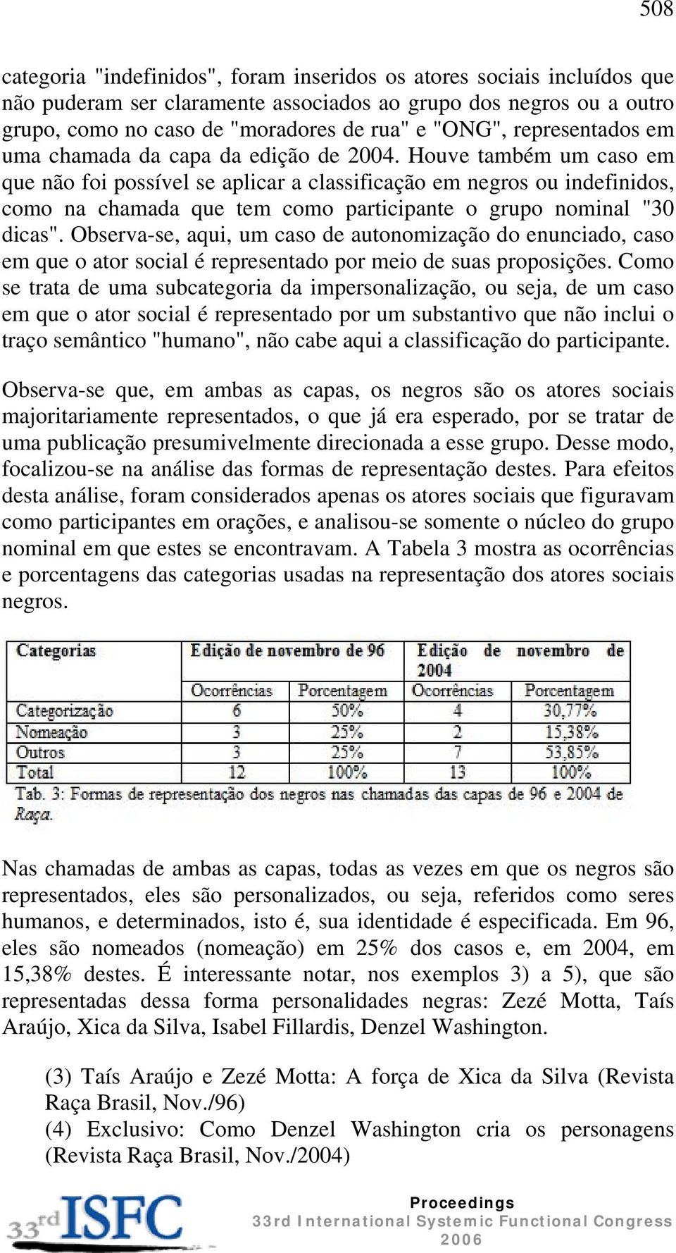 Houve também um caso em que não foi possível se aplicar a classificação em negros ou indefinidos, como na chamada que tem como participante o grupo nominal "30 dicas".