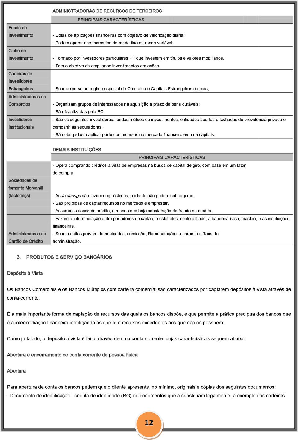 investem em títulos e valores mobiliários. - Tem o objetivo de ampliar os investimentos em ações.